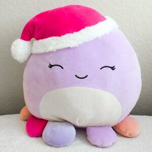 *Squishmallows* LARGE 2023 - Purple Octopus "Beula" with Santa Hat - 15"! - NEW!
